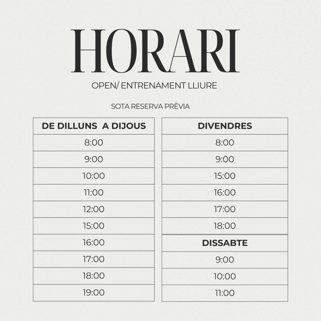 horari entrenament lliure OPEN